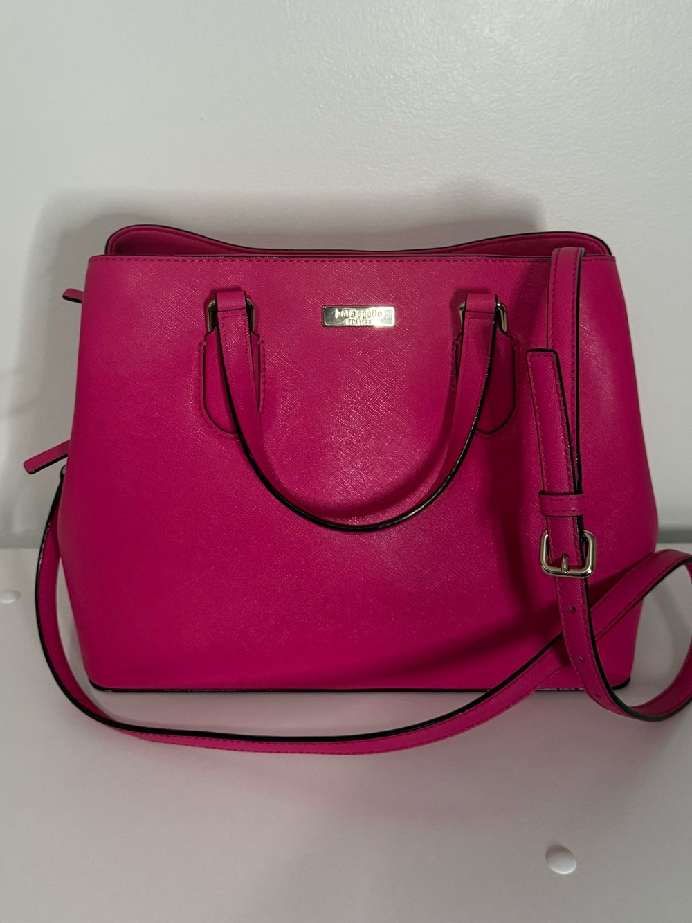 kate spade Hot Pink Saffiano Satchel with Crossbody Strap